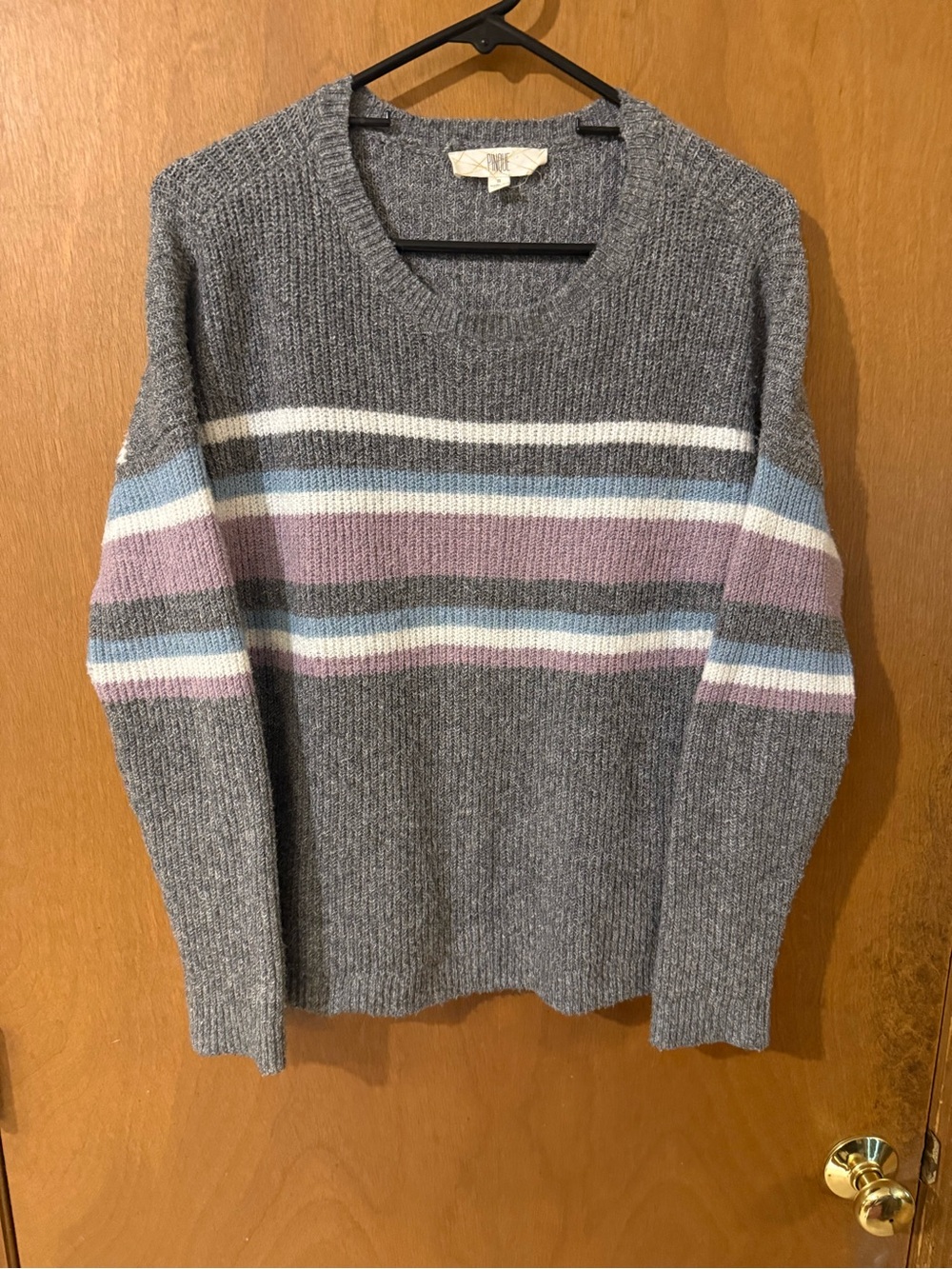 Pinque Gray Ribbed Knit Sweater